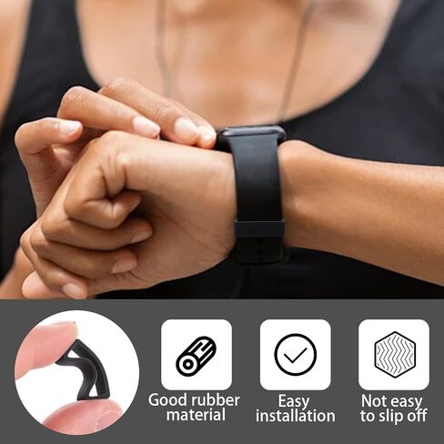 6 PCS Black Watch Band Holder Loop, 22mm Rubber Watch Band Keeper Loop Replacement, Black Silicone Watches Ring Replacement Accessories for Smart Sport Watches Wristband in Saudi Arabia