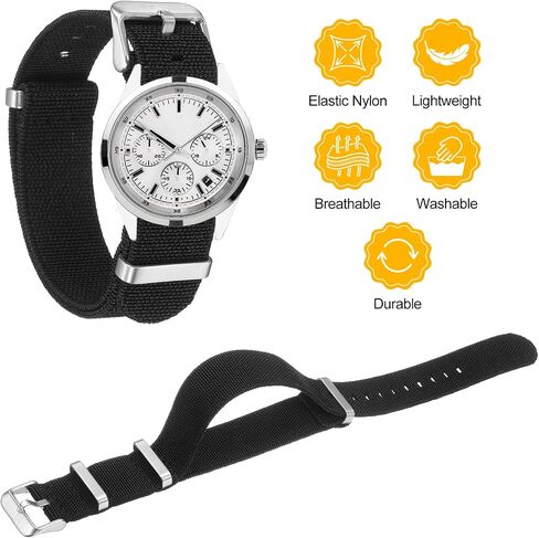 HARFINGTON Elastic Nylon Watch Band One-Piece French Watch Strap Waterproof Replacement Wristwatch Strap for Men Women in Kuwait