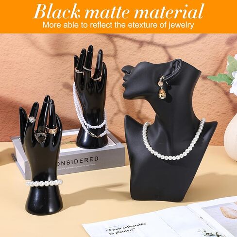 3 PCS Jewelry Display Display Set بما في ذلك Boutique Bust Holder Maronquin arring Stand Hand Display Ring Ring لبيع عرض (أسود) in Saudi Arabia