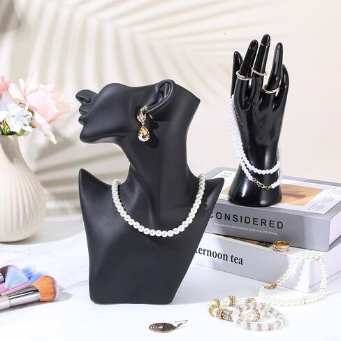 3 PCS Jewelry Display Display Set بما في ذلك Boutique Bust Holder Maronquin arring Stand Hand Display Ring Ring لبيع عرض (أسود) in Saudi Arabia