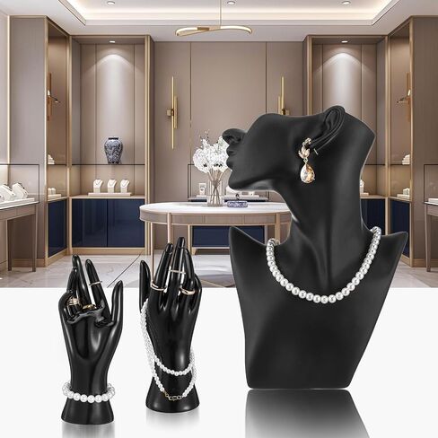 3 PCS Jewelry Display Display Set بما في ذلك Boutique Bust Holder Maronquin arring Stand Hand Display Ring Ring لبيع عرض (أسود) in Saudi Arabia