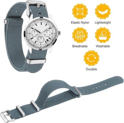 Harfington مرنة نايلون ووتش فرقة واحدة فرنسية ساعة مشاهدة حزام مقاوم للماء حزام wristwatch للرجال النساء in Kuwait