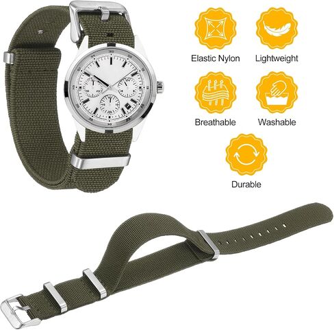 HARFINGTON Elastic Nylon Watch Band One-Piece French Watch Strap Waterproof Replacement Wristwatch Strap for Men Women in Kuwait