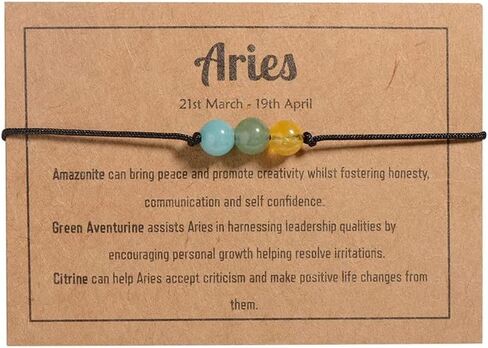 Fuqimanman2020 12 Constellation Zodiac Crystal Natural Stone Horoscope Stretch Bracelets Healing Gemstone Adjustable Braid Cord String Rope for Couples Friendship Reiki Yoga Meditation Jewelry in Saudi Arabia