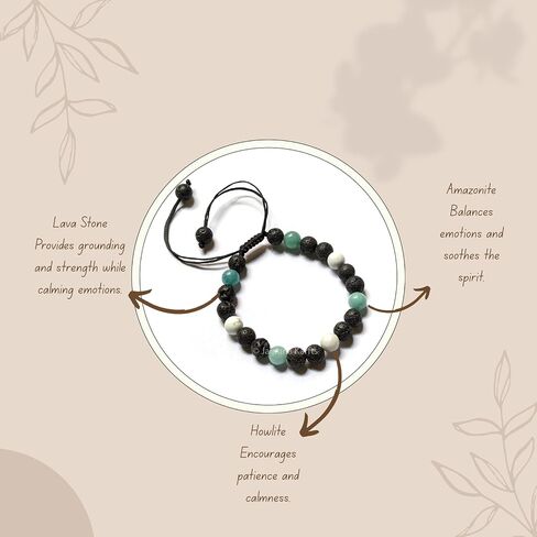 Natural Healing Crystal Gemstone Bracelet – Handmade Adjustable Beaded Jewelry for Men & Women – Energy, Chakra & Stress Relief Stone Bracelet in Saudi Arabia