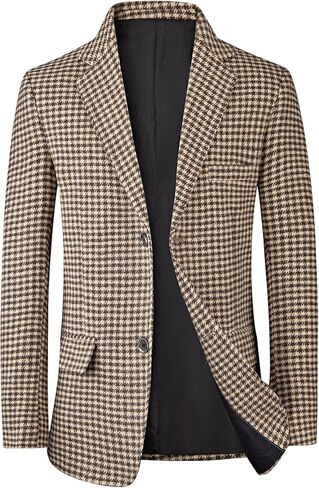 Lars Amadeus Houndstooth Blazer for Men's Classic Fit Business Two Button Plaid Sports Coat in Saudi Arabia