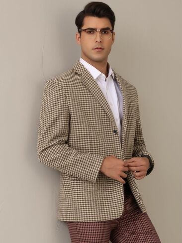 Lars Amadeus Houndstooth Blazer for Men's Classic Fit Business Two Button Plaid Sports Coat in Saudi Arabia
