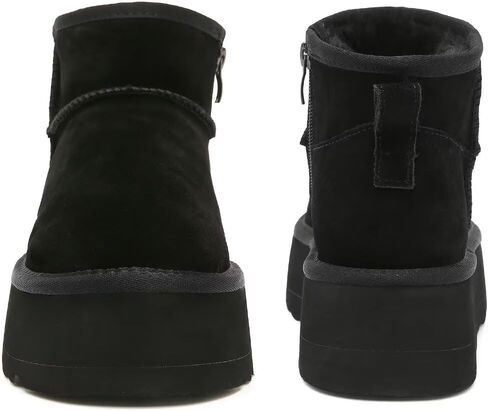 Haifago Suede Platform Mini Snow Boots for Women, Fur Lined Zip up Ankle Winter Booties, Womens Classic Short Boot, Botas Plataforma Para Mujer in Kuwait