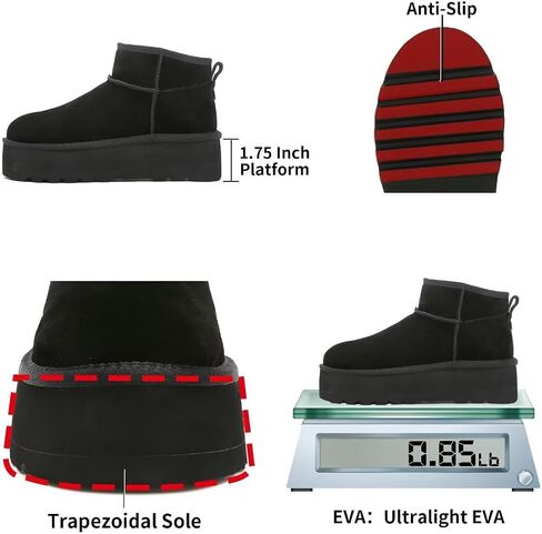 Haifago Suede Platform Mini Snow Boots for Women, Fur Lined Zip up Ankle Winter Booties, Womens Classic Short Boot, Botas Plataforma Para Mujer in Kuwait