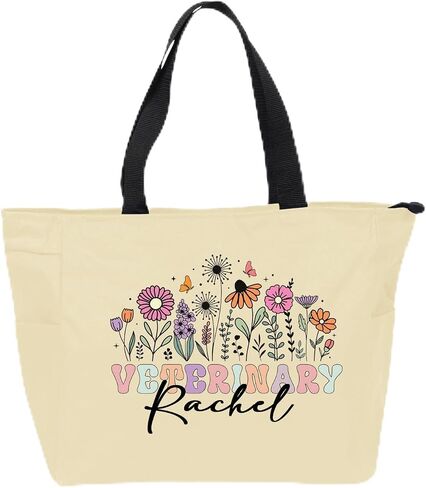 NAZENTI Custom Vet Tech Tote Bag, Personalized Veterinarian Two-Tone Tote, Gift for Veterinarian, Dog Cat Lovers Bag in Saudi Arabia
