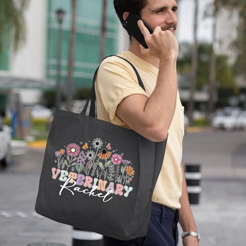 NAZENTI Custom Vet Tech Tote Bag, Personalized Veterinarian Two-Tone Tote, Gift for Veterinarian, Dog Cat Lovers Bag in Saudi Arabia