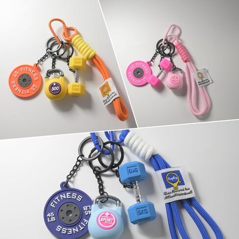 Dumbbell Keychain set Silicone Gym Keychain Motivational Gym Accessories Fitness Gifts for Boyfriend Girlfriend in Saudi Arabia