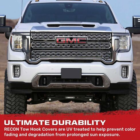RECON - Fits GMC 20-25 Sierra 2500/3500 HD Tow Hook Covers 2-Piece Set of 100% Silicone Rubber Covers Heavy Duty Rugged Durability Unique Style Protection (Black) in Saudi Arabia