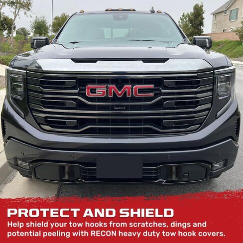 RECON - Fits GMC 20-25 Sierra 2500/3500 HD Tow Hook Covers 2-Piece Set of 100% Silicone Rubber Covers Heavy Duty Rugged Durability Unique Style Protection (Black) in Saudi Arabia