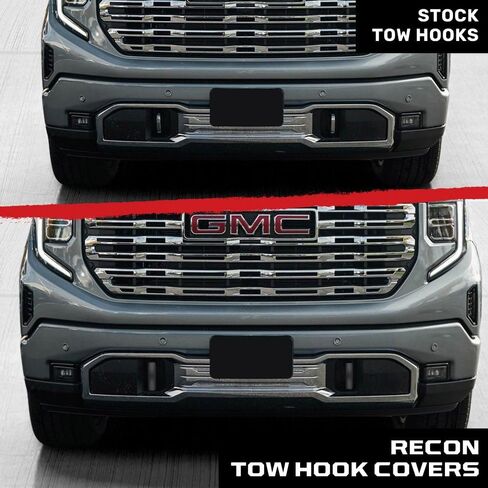 RECON - Fits GMC 20-25 Sierra 2500/3500 HD Tow Hook Covers 2-Piece Set of 100% Silicone Rubber Covers Heavy Duty Rugged Durability Unique Style Protection (Black) in Saudi Arabia