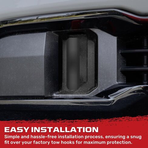 RECON - Fits GMC 20-25 Sierra 2500/3500 HD Tow Hook Covers 2-Piece Set of 100% Silicone Rubber Covers Heavy Duty Rugged Durability Unique Style Protection (Black) in Saudi Arabia
