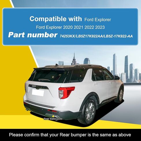 Car Rear Bumper Tow Hook Cover Compatible with Ford Explorer 2020 2021 2022 2023 74253KX LB5Z17K922AA LB5Z-17K922-AA Small Lid Towing Eye Cap Black unpainted Right Passenger Side in Saudi Arabia