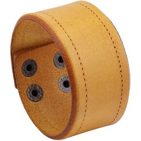 Leather Cuff Bracelet for Men Women Wide Cowhide Adjustable Wristband Handmade Retro Style in Kuwait