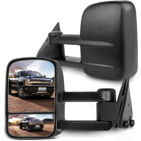SCITOO Towing Mirrors Tow Mirrors Chrome Truck Mirrors fit for 2014-2018 for Chevy for GMC 1500 2015-2019 for Chevy for GMC 2500/3500 HD with Pair LH RH Power Heated LED Turn Signal Running Back Up in Saudi Arabia
