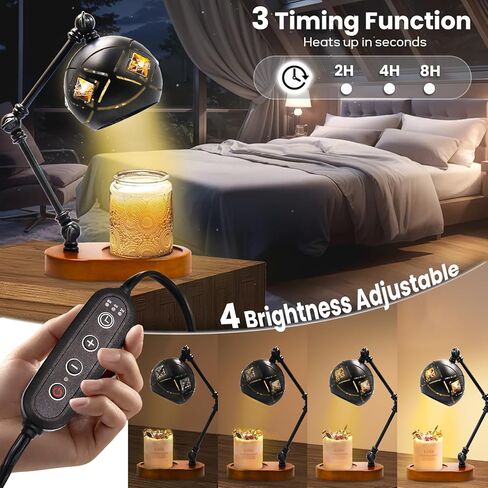 Vintage Adjustable Height Timer Dimmer Candle Lamp - Electric Wax Warmer & Plate, Bulb, Christmas Wax Melts in Saudi Arabia