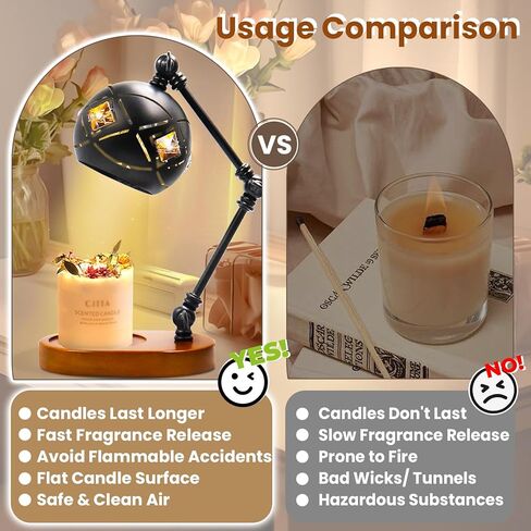 Vintage Adjustable Height Timer Dimmer Candle Lamp - Electric Wax Warmer & Plate, Bulb, Christmas Wax Melts in Saudi Arabia