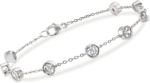 Ross-Simons 2.20 ct. t.w. Bezel-Set CZ Station Bracelet in Sterling Silver in Saudi Arabia