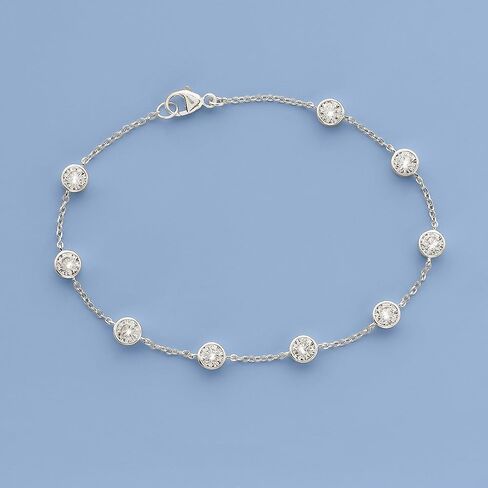 Ross-Simons 2.20 ct. t.w. Bezel-Set CZ Station Bracelet in Sterling Silver in Saudi Arabia