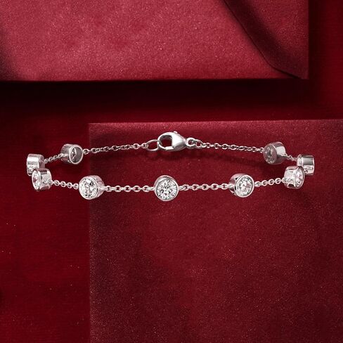 Ross-Simons 2.20 ct. t.w. Bezel-Set CZ Station Bracelet in Sterling Silver in Saudi Arabia