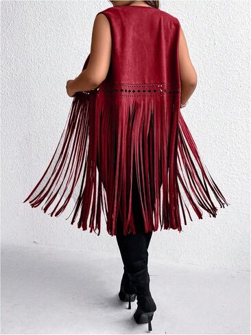 Wdirara Women's Plus Fringe Hem Faux Suede Open Front Cardigan Coat Coat in Kuwait