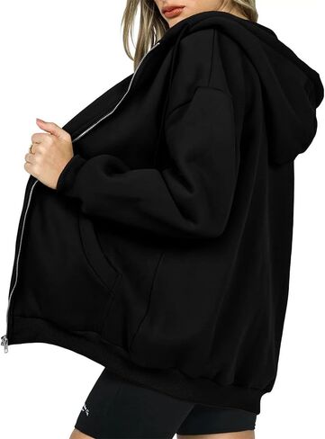 Women's Oversized Zip-Up Hoodie - Lightweight Casual Jacket, Fall Winter Wear in Saudi Arabia
