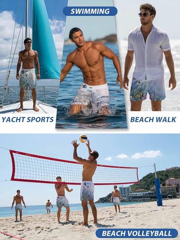 Mens Swim Trunks with Compression Liner,Underwater Ocean Fish Coral Men's Inseam Board Shorts Quick Dry Bathing Suit for Men in Saudi Arabia