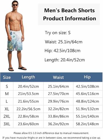 Mens Swim Trunks with Compression Liner,Underwater Ocean Fish Coral Men's Inseam Board Shorts Quick Dry Bathing Suit for Men in Saudi Arabia