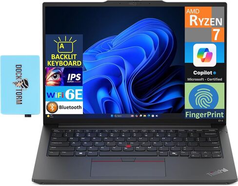 Lenovo Thinkpad E14 G6 Business Laptop 14.0" IPS WUXGA Display (AMD Ryzen 7 7735U, 64GB DDR5, 2TB PCIe SSD, Backlit KB, Fingerprint, 2 Thunderbolt 4, WiFi 6E, Win 11 Pro) w/DKZ USB Port Expander in Saudi Arabia