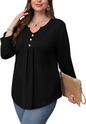 WIHOLL Womens Tops Fall Fashion 2025 3/4 طول القمصان للأكمام الأعمال غير الرسمية المحملات الأساسية in Saudi Arabia