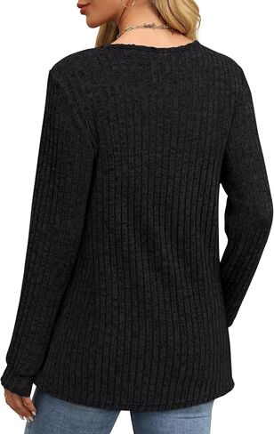 Sweater for Women Long Sleeve Henley Shirts Tunic Tops to Wear with Leggings crew neck Sweaters Trendy 2025 in Saudi Arabia