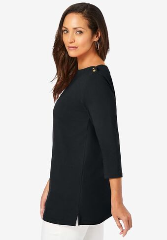 Jessica London Women's Plus Size Boatneck Tunic Top 3/4 Sleeve Shirt Loose Fit in Saudi Arabia