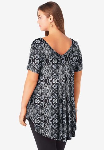 ROAMAN's Women's Plus Size Plus Size Ultra Drape V-Neck Swing Tup Top Top Tup in Saudi Arabia
