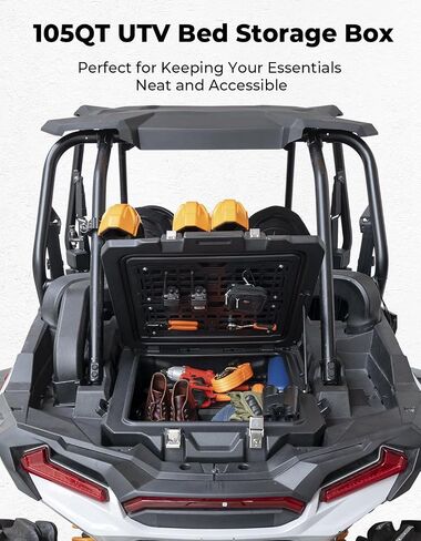 Kemimoto 100L (26.4 جالون) صندوق تخزين البضائع الخلفي UTV متوافق مع 2019-2023 Polaris RZR XP1000 / XP4 1000 ، ويتميز بلوحة تكتيكية وسرير لتخزين السرير in Saudi Arabia