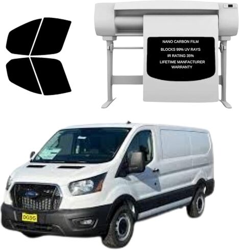 Precut Tint Kit Film Nano Carbon Film for Ford Transit Van 150 250 350 Low Roof Driver Windows Computer Cuptor to Transit Windows (35 ٪ All) in Kuwait