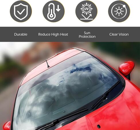 Car Sun Visor Strip Tint Film, Windshield Tint Strip, Heat-Resistant & Waterproof, DIY Protect Shade Sticker Decoration, Universal for Most Cars (Black) in Saudi Arabia