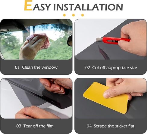 Car Sun Visor Strip Tint Film, Windshield Tint Strip, Heat-Resistant & Waterproof, DIY Protect Shade Sticker Decoration, Universal for Most Cars (Black) in Saudi Arabia
