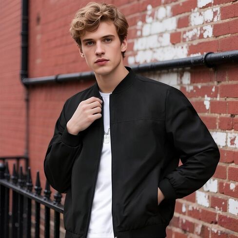 Men's Bomber Jacket Lightweight Casual Stylish Windbreaker Motorcycle Coat Chaqueta Para Hombre Spring Fall Outfits in Saudi Arabia
