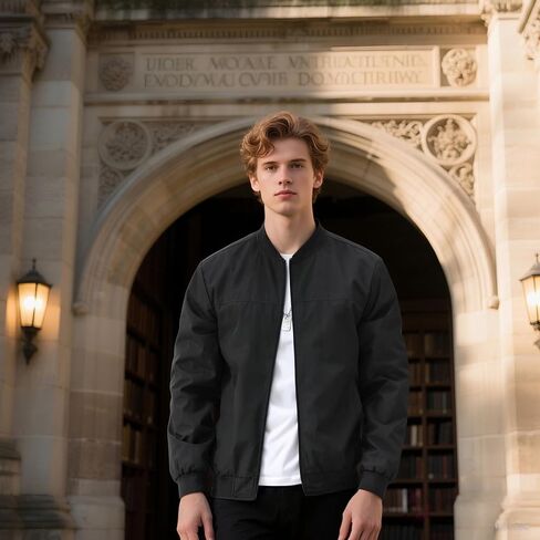 Men's Bomber Jacket Lightweight Casual Stylish Windbreaker Motorcycle Coat Chaqueta Para Hombre Spring Fall Outfits in Saudi Arabia