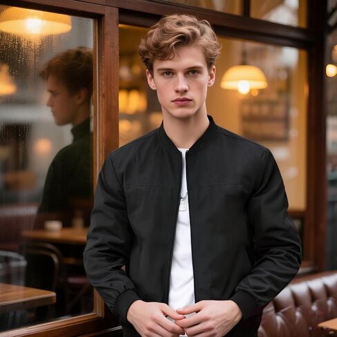 Men's Bomber Jacket Lightweight Casual Stylish Windbreaker Motorcycle Coat Chaqueta Para Hombre Spring Fall Outfits in Saudi Arabia
