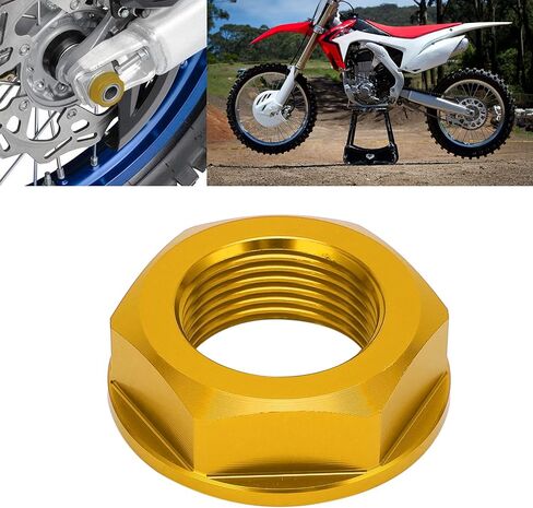 M22x1.5 استبدال جوز محور العجلة الخلفية للدراجة النارية لـ KX125 2003؟ 2008 KX450F KX450 KLX450R RM-Z250 RM-Z450 RMX450Z محور العجلة المصنوع من الألومنيوم (الذهب) in Saudi Arabia