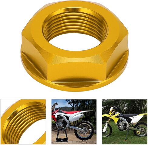 M22x1.5 استبدال جوز محور العجلة الخلفية للدراجة النارية لـ KX125 2003؟ 2008 KX450F KX450 KLX450R RM-Z250 RM-Z450 RMX450Z محور العجلة المصنوع من الألومنيوم (الذهب) in Saudi Arabia