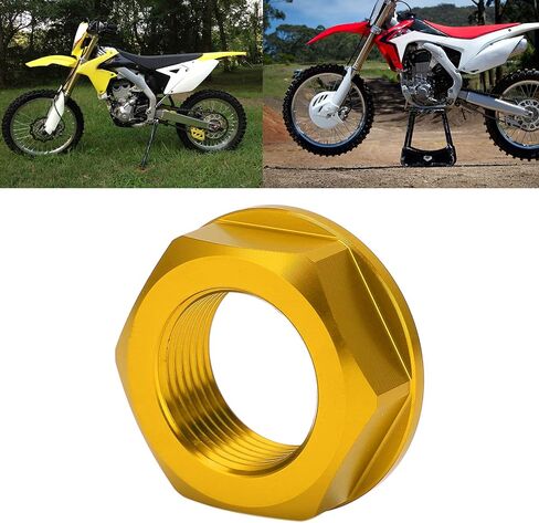 M22x1.5 استبدال جوز محور العجلة الخلفية للدراجة النارية لـ KX125 2003؟ 2008 KX450F KX450 KLX450R RM-Z250 RM-Z450 RMX450Z محور العجلة المصنوع من الألومنيوم (الذهب) in Saudi Arabia