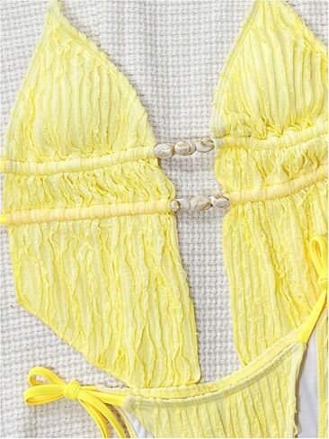 Women's 2 Piece Backless Drawstring Tankini Swimsuits Halter Tie Side String Bathing Suit in Saudi Arabia
