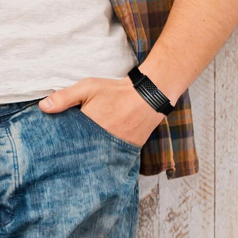 Bracelet for Men/Husband/Uncle/Bonus Dad/New Dad/Papa/Stepdad,American Flag Bracelet Fathers Day Valentines Christmas Jewelry Gifts,Adjustable Size in Saudi Arabia