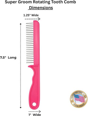 Super-Groom Combs with Smooth Rotating Teeth for Painless Mat Removal (Black, 30 Fine-Spaced Teeth) in Saudi Arabia